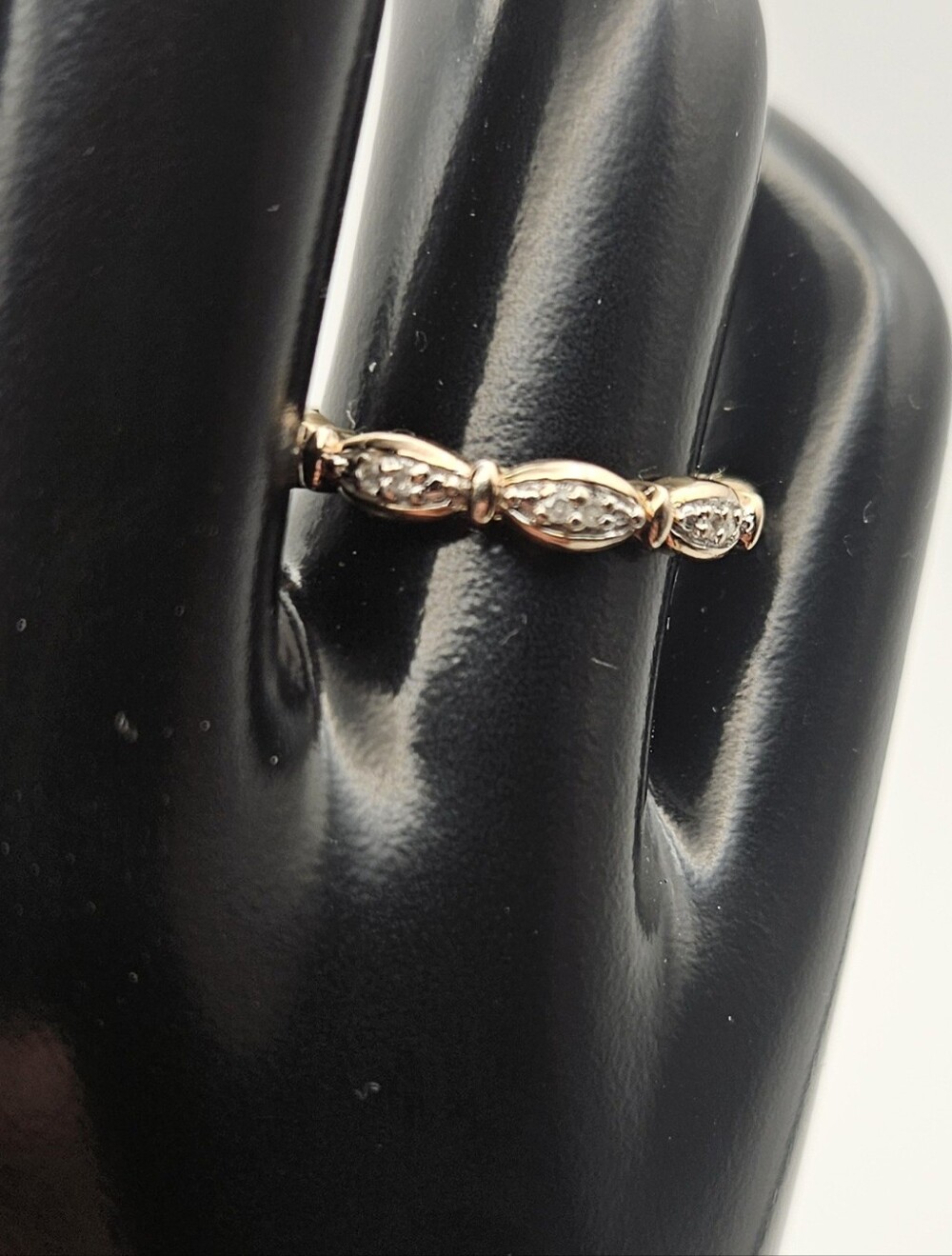 925 Silver Gold Vermeil Marquise Station Stackable Band Ring Size 6